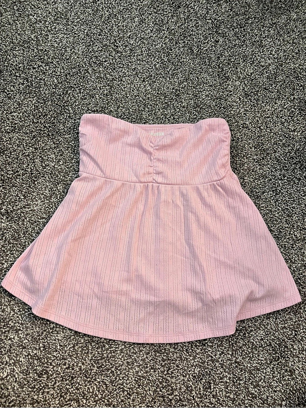 Hollister Easy Strapless Pointelle Babydoll Top Pink Small